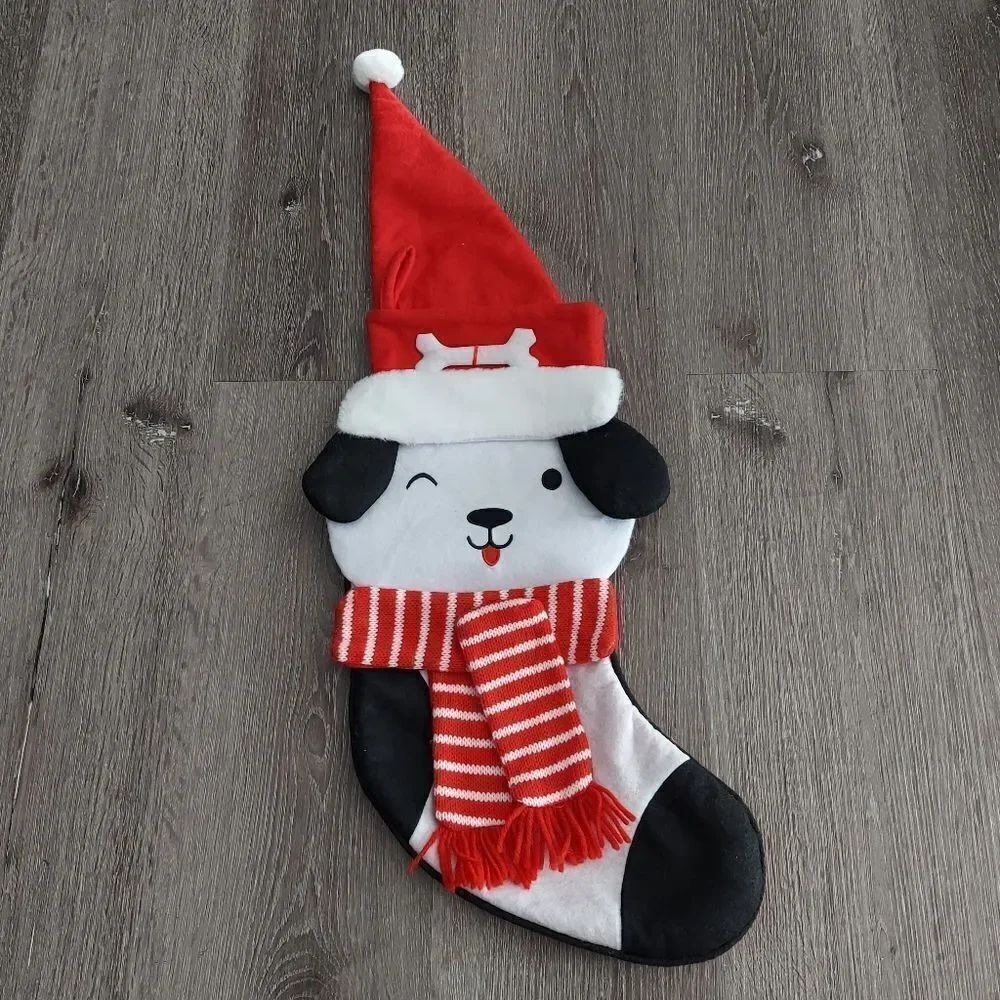Christmas Stocking Puppy with Hat & Scarf